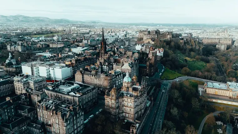Aerial view of Edinburgh from Sifted's Scottish startups coverage
